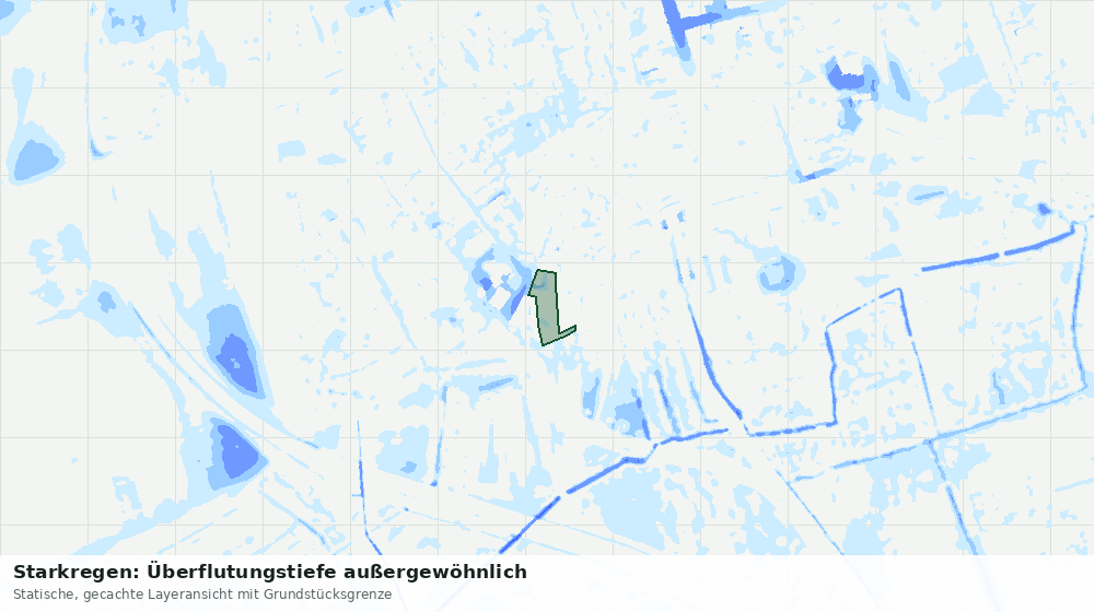 Statische Kartenansicht: Starkregen: Überflutungstiefe außergewöhnlich