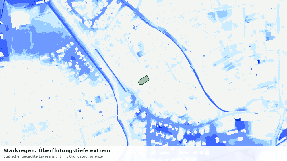 Statische Kartenansicht: Starkregen: Überflutungstiefe extrem