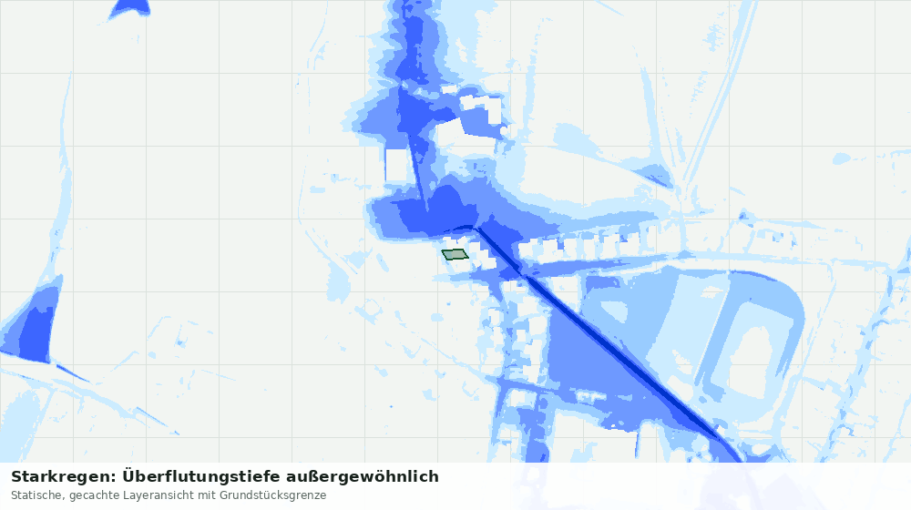 Statische Kartenansicht: Starkregen: Überflutungstiefe außergewöhnlich