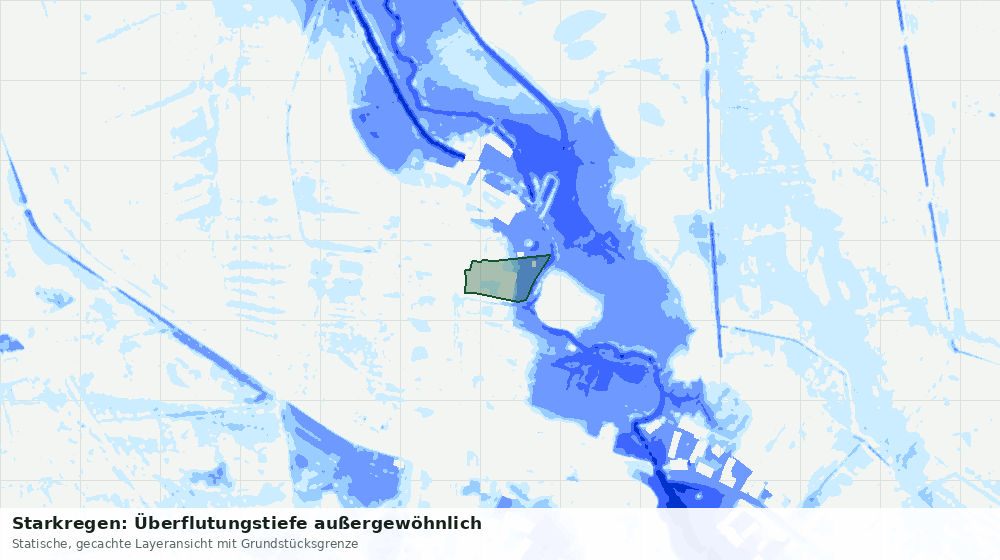 Statische Kartenansicht: Starkregen: Überflutungstiefe außergewöhnlich