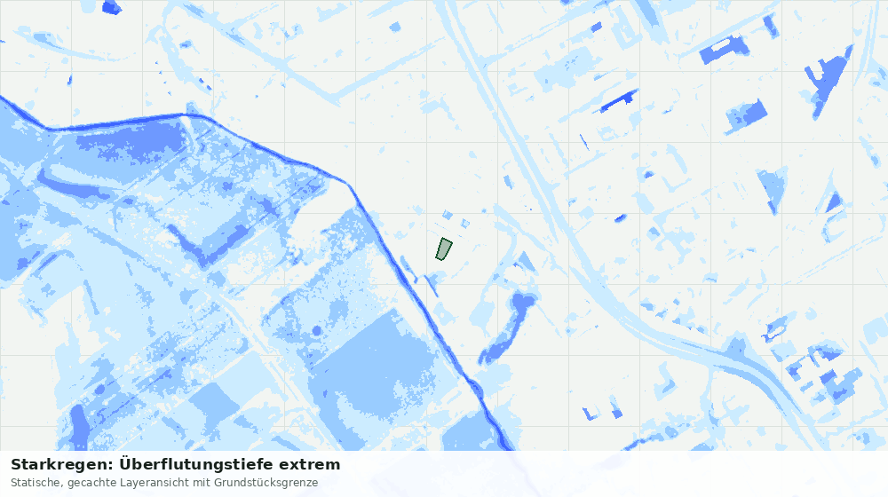 Statische Kartenansicht: Starkregen: Überflutungstiefe extrem