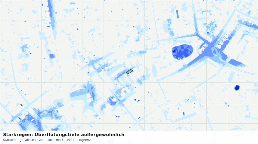 Statische Kartenansicht: Starkregen: Überflutungstiefe außergewöhnlich