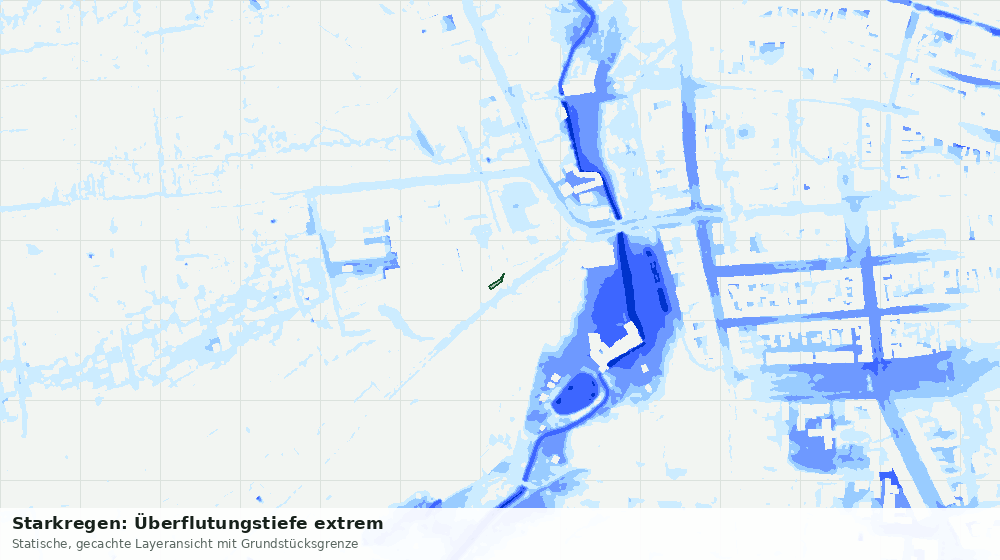 Statische Kartenansicht: Starkregen: Überflutungstiefe extrem