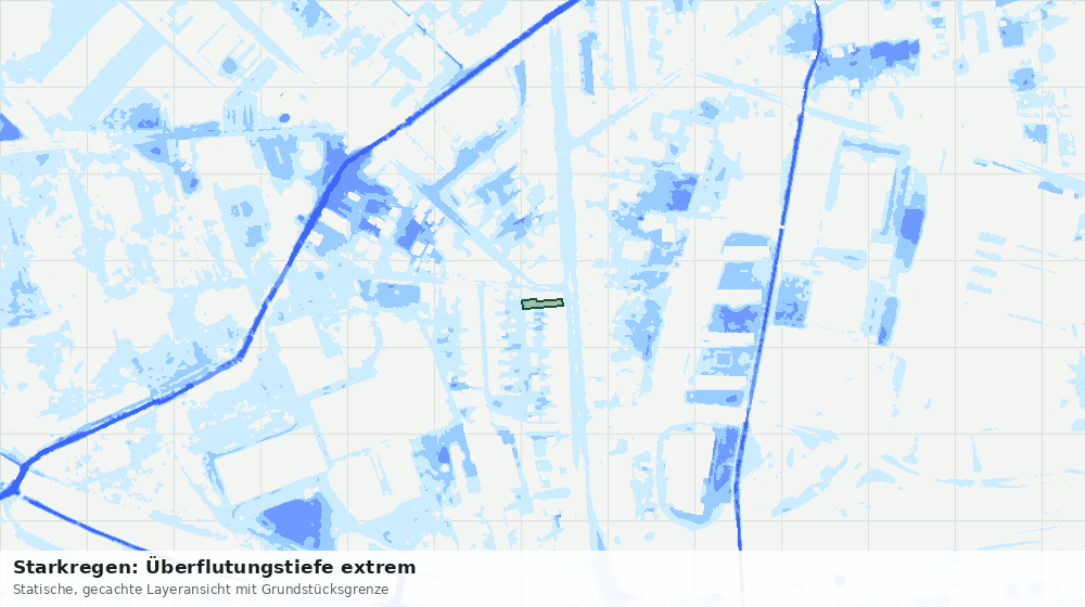 Statische Kartenansicht: Starkregen: Überflutungstiefe extrem