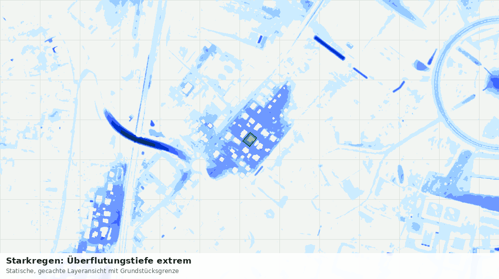 Statische Kartenansicht: Starkregen: Überflutungstiefe extrem