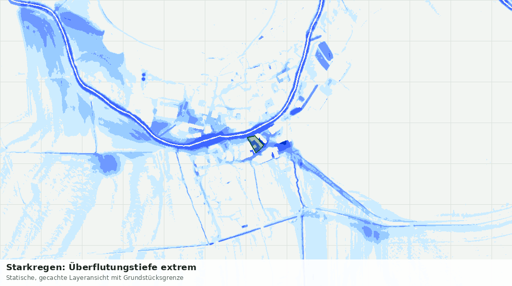 Statische Kartenansicht: Starkregen: Überflutungstiefe extrem