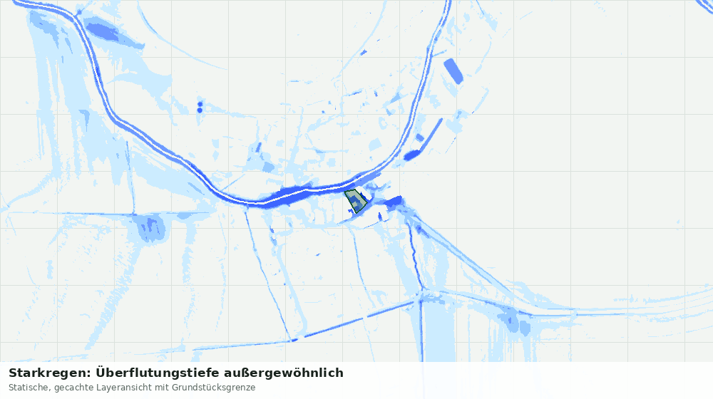 Statische Kartenansicht: Starkregen: Überflutungstiefe außergewöhnlich