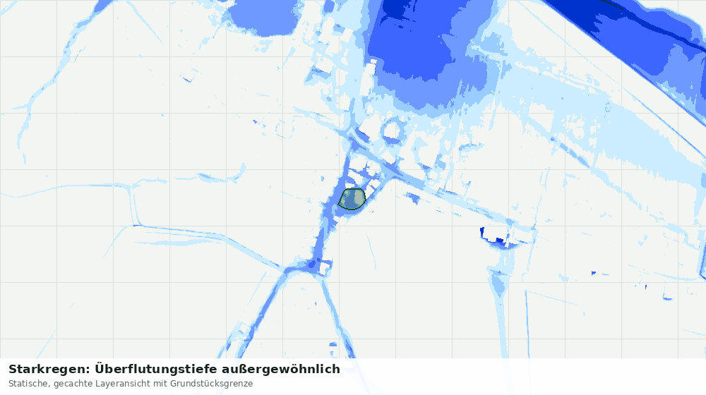 Statische Kartenansicht: Starkregen: Überflutungstiefe außergewöhnlich