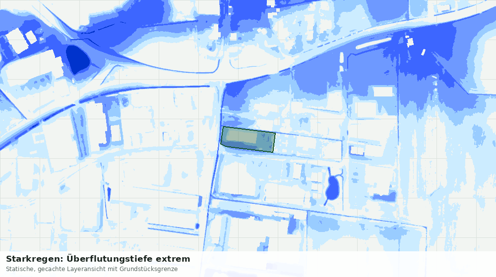 Statische Kartenansicht: Starkregen: Überflutungstiefe extrem