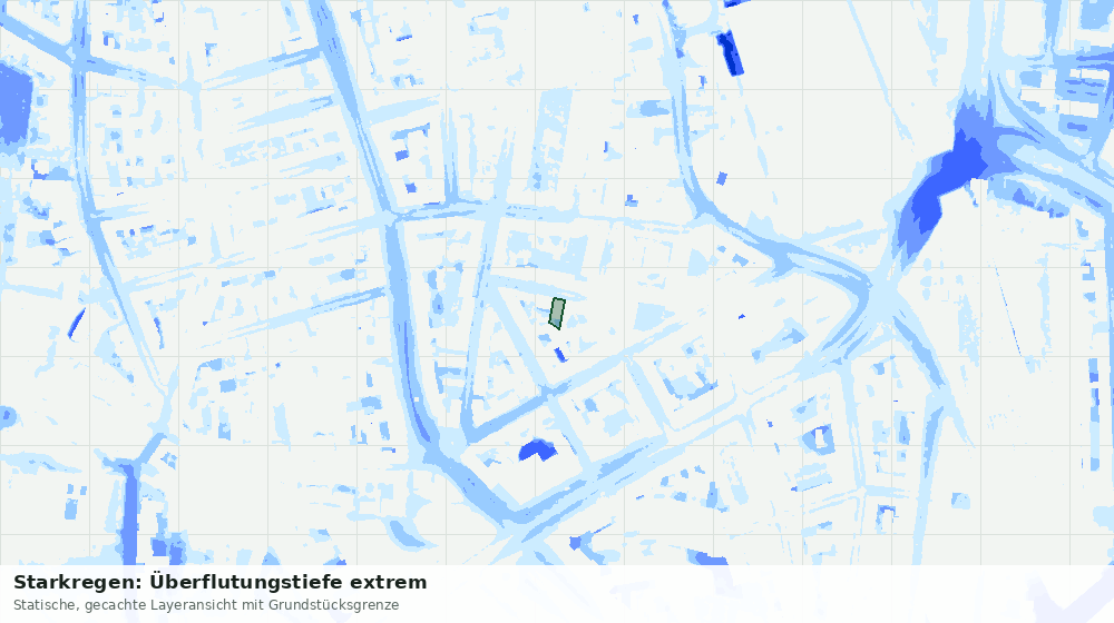 Statische Kartenansicht: Starkregen: Überflutungstiefe extrem
