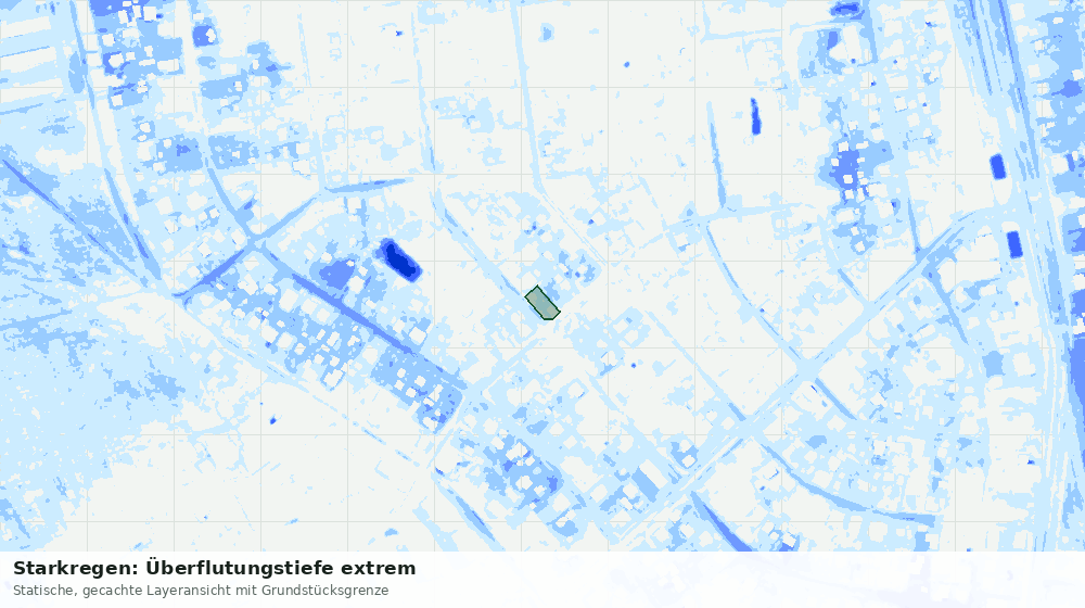 Statische Kartenansicht: Starkregen: Überflutungstiefe extrem