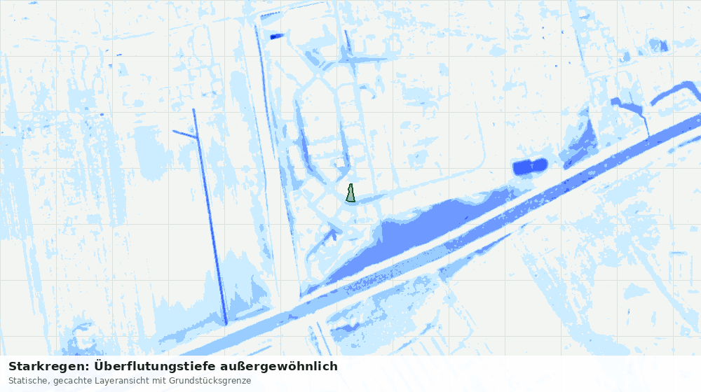 Statische Kartenansicht: Starkregen: Überflutungstiefe außergewöhnlich