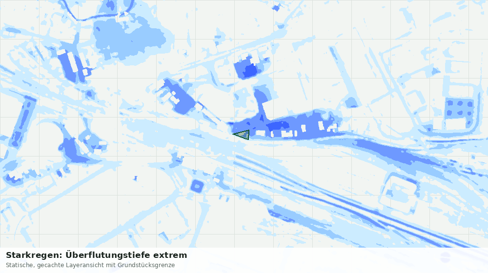 Statische Kartenansicht: Starkregen: Überflutungstiefe extrem