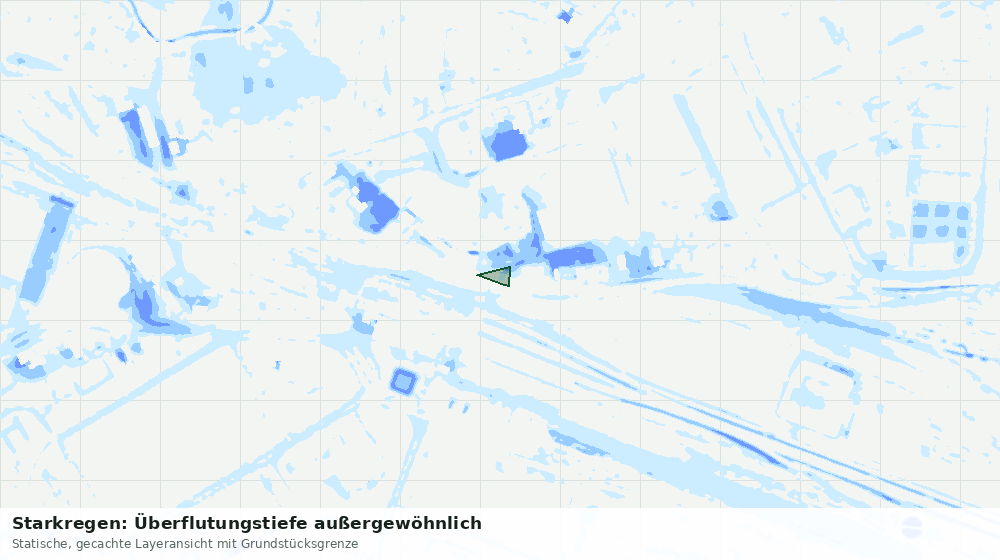Statische Kartenansicht: Starkregen: Überflutungstiefe außergewöhnlich