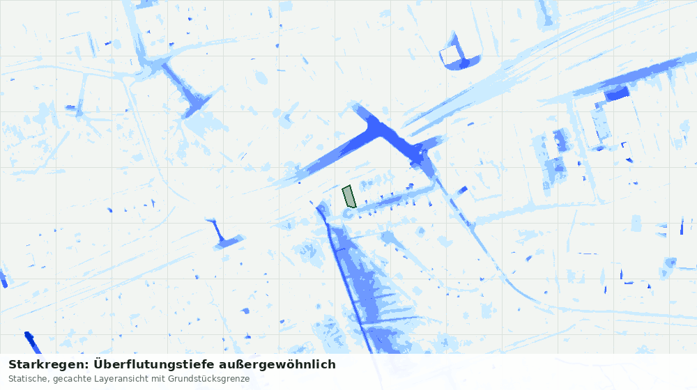 Statische Kartenansicht: Starkregen: Überflutungstiefe außergewöhnlich