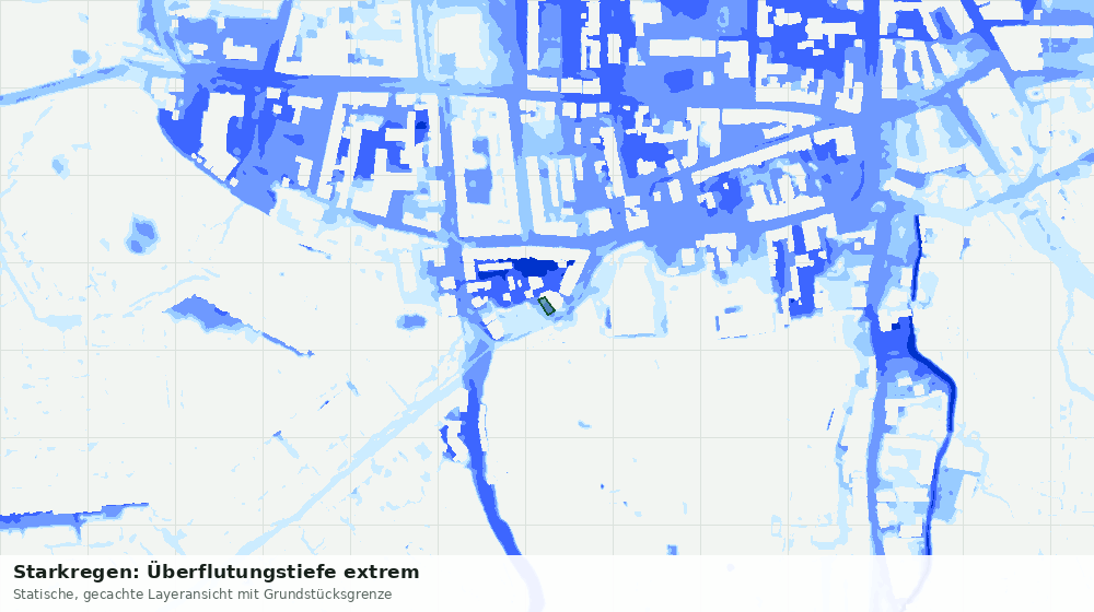 Statische Kartenansicht: Starkregen: Überflutungstiefe extrem