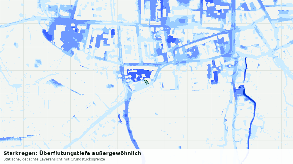 Statische Kartenansicht: Starkregen: Überflutungstiefe außergewöhnlich