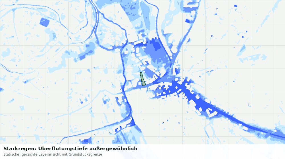 Statische Kartenansicht: Starkregen: Überflutungstiefe außergewöhnlich