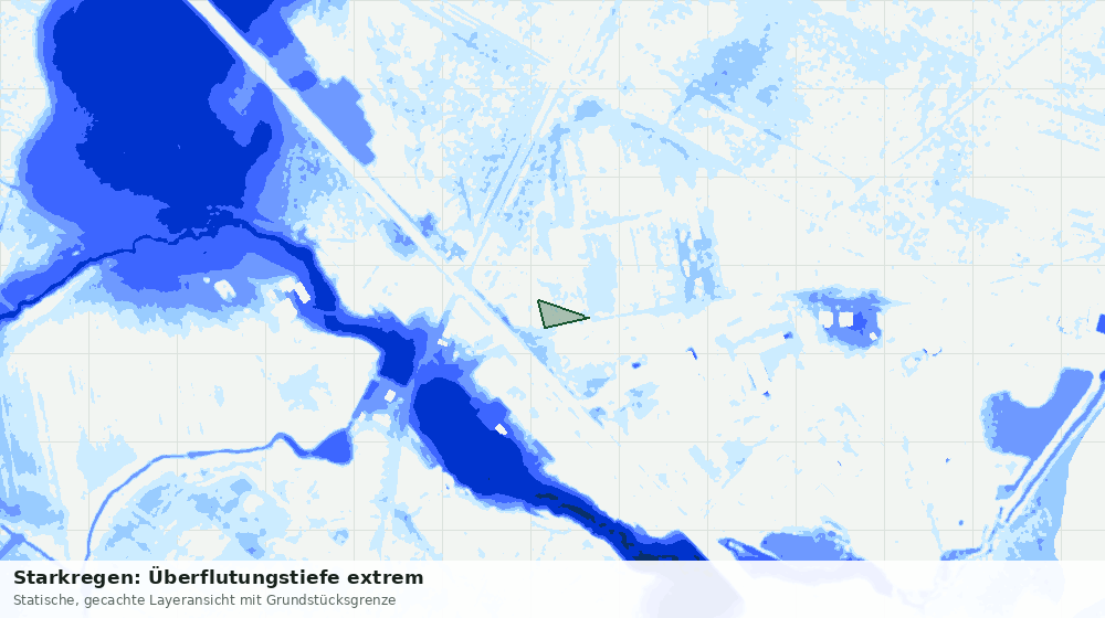 Statische Kartenansicht: Starkregen: Überflutungstiefe extrem