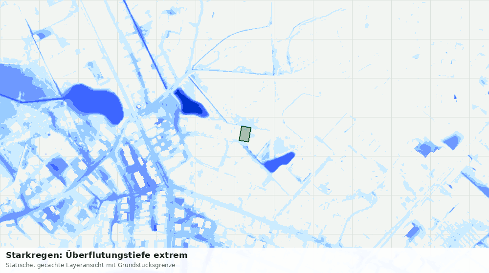 Statische Kartenansicht: Starkregen: Überflutungstiefe extrem