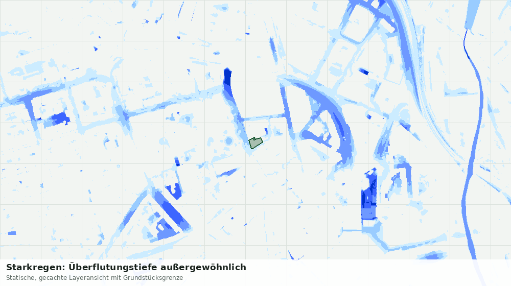 Statische Kartenansicht: Starkregen: Überflutungstiefe außergewöhnlich