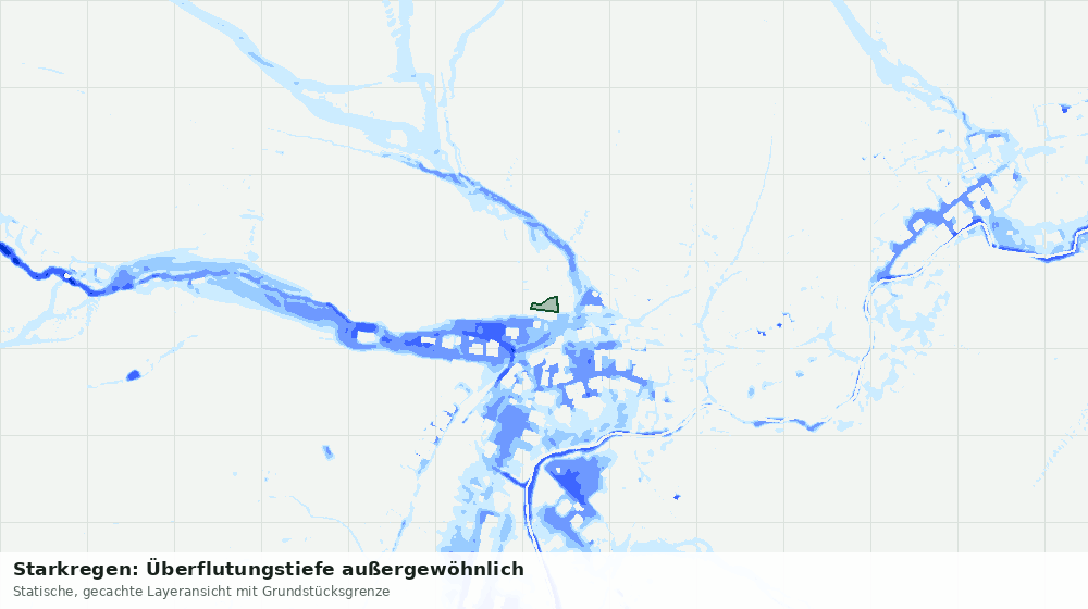 Statische Kartenansicht: Starkregen: Überflutungstiefe außergewöhnlich