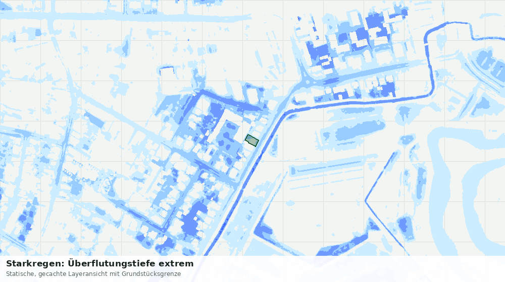 Statische Kartenansicht: Starkregen: Überflutungstiefe extrem