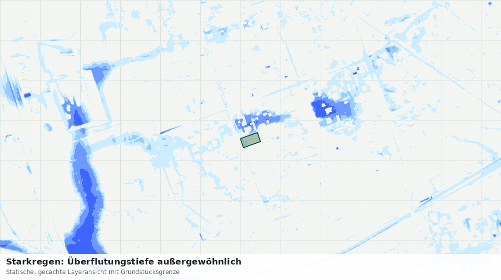Statische Kartenansicht: Starkregen: Überflutungstiefe außergewöhnlich