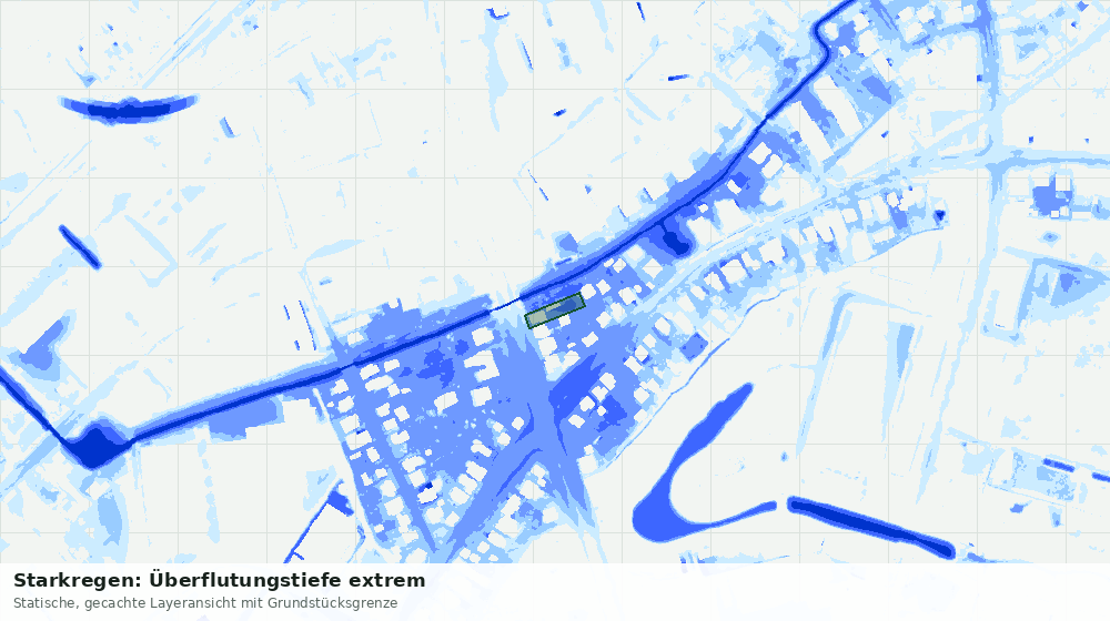 Statische Kartenansicht: Starkregen: Überflutungstiefe extrem