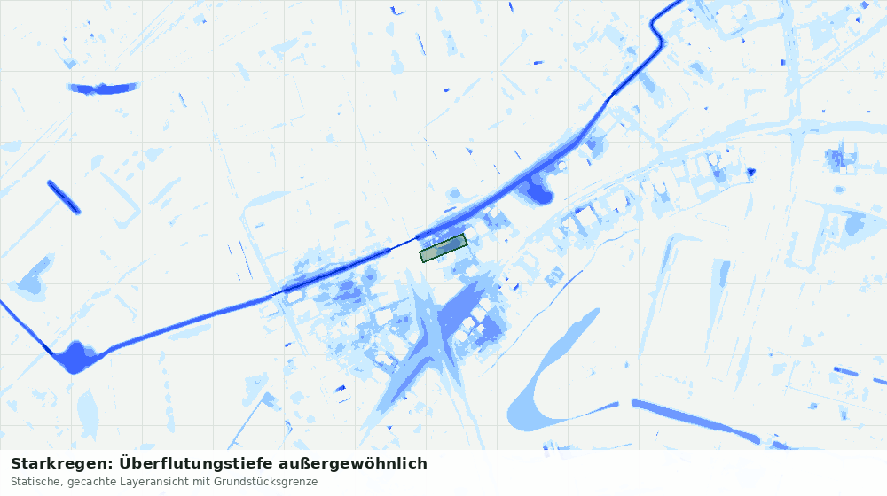 Statische Kartenansicht: Starkregen: Überflutungstiefe außergewöhnlich