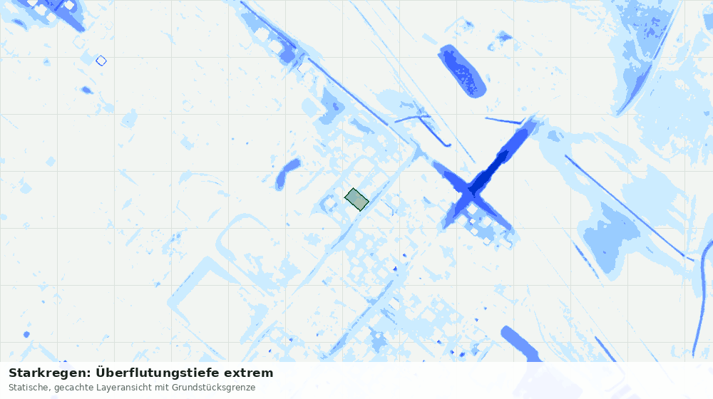 Statische Kartenansicht: Starkregen: Überflutungstiefe extrem