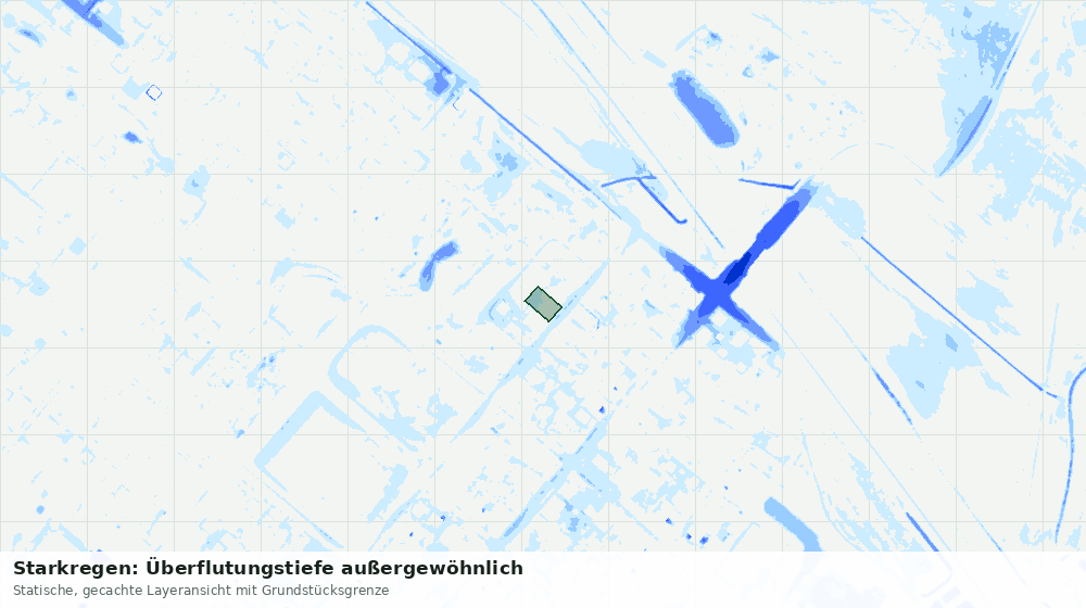 Statische Kartenansicht: Starkregen: Überflutungstiefe außergewöhnlich