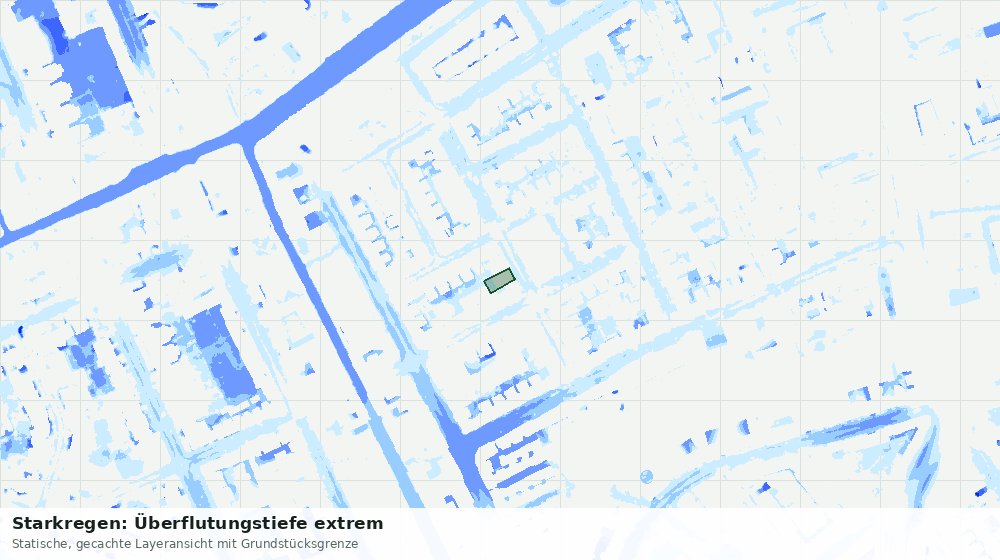 Statische Kartenansicht: Starkregen: Überflutungstiefe extrem