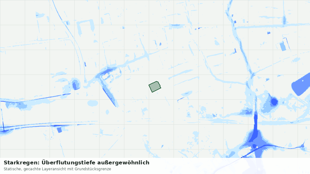 Statische Kartenansicht: Starkregen: Überflutungstiefe außergewöhnlich