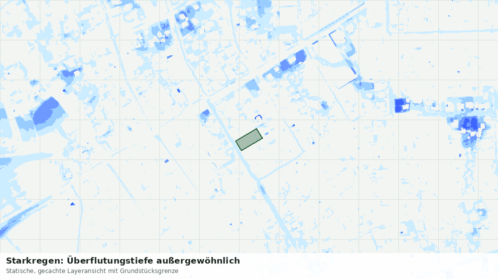 Statische Kartenansicht: Starkregen: Überflutungstiefe außergewöhnlich