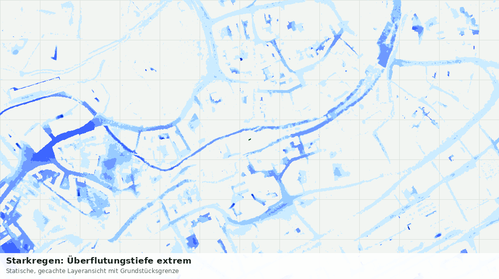 Statische Kartenansicht: Starkregen: Überflutungstiefe extrem