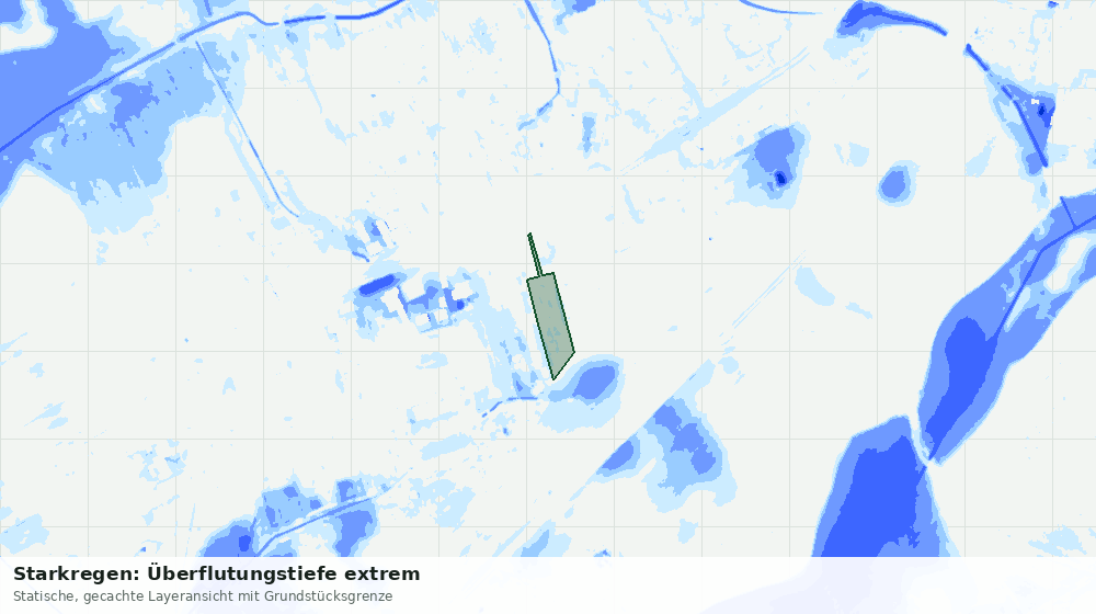 Statische Kartenansicht: Starkregen: Überflutungstiefe extrem