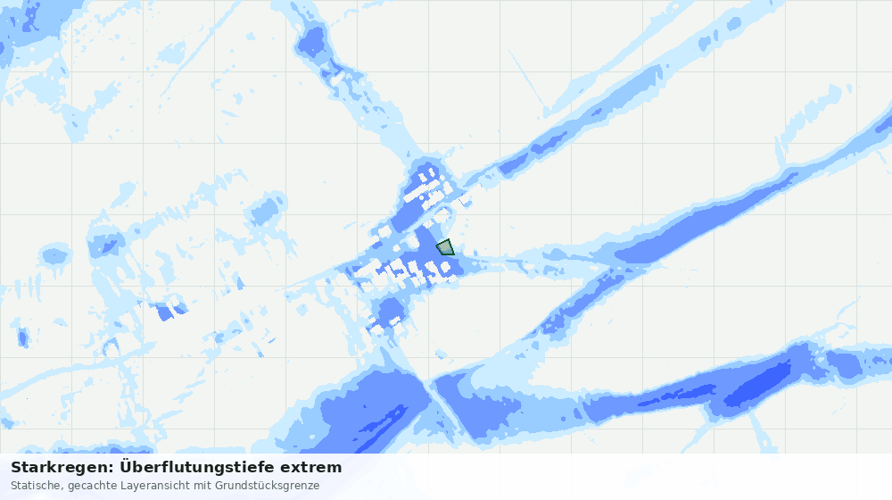 Statische Kartenansicht: Starkregen: Überflutungstiefe extrem