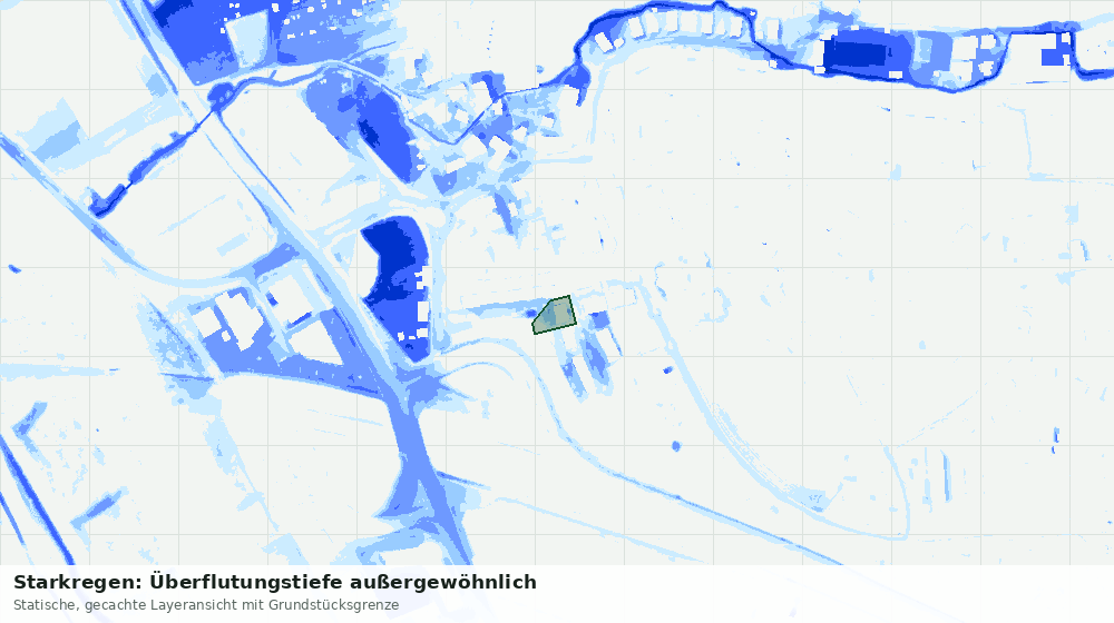 Statische Kartenansicht: Starkregen: Überflutungstiefe außergewöhnlich