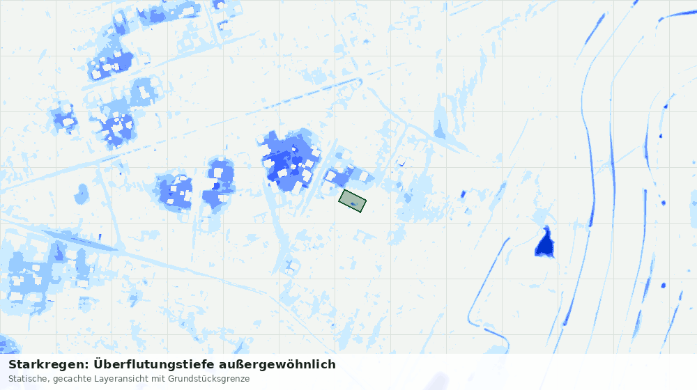 Statische Kartenansicht: Starkregen: Überflutungstiefe außergewöhnlich