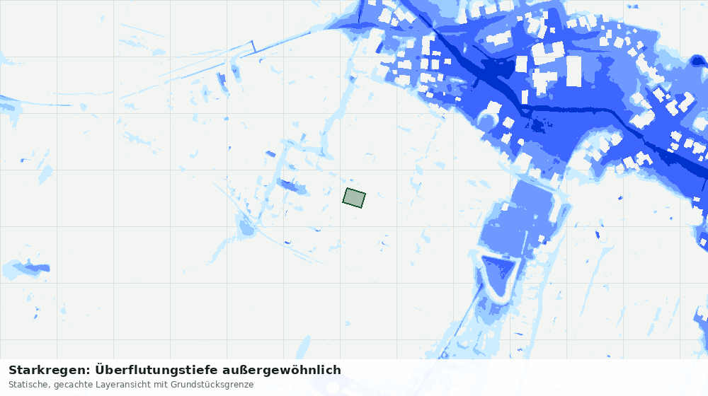Statische Kartenansicht: Starkregen: Überflutungstiefe außergewöhnlich