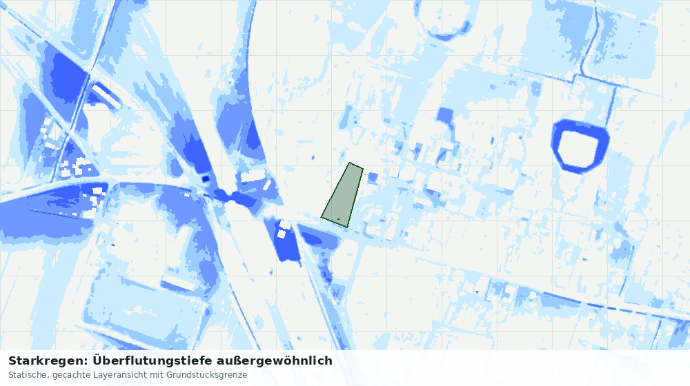 Statische Kartenansicht: Starkregen: Überflutungstiefe außergewöhnlich