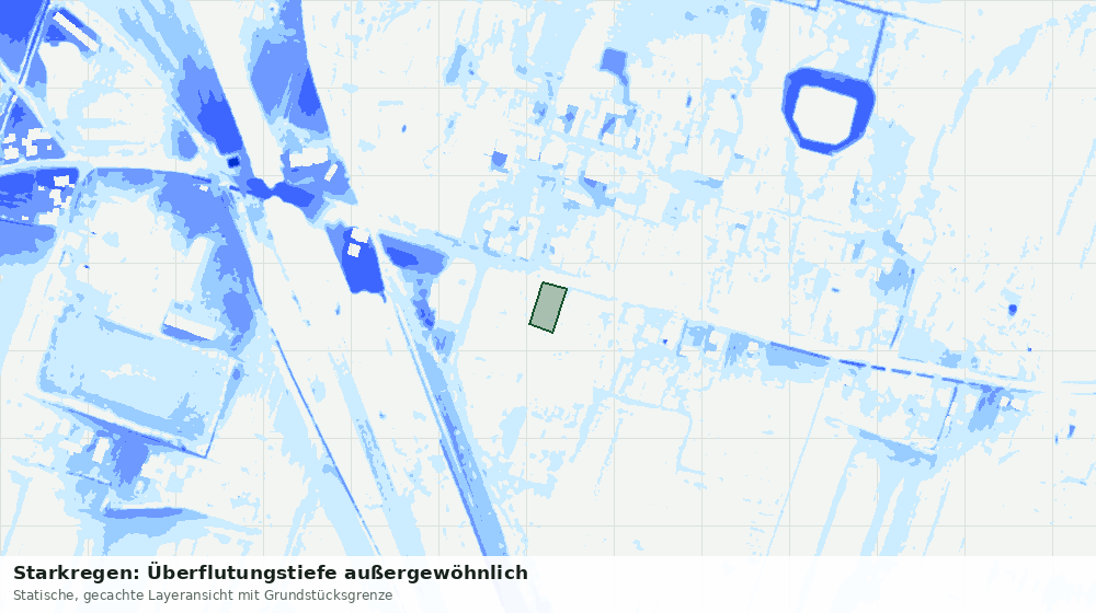 Statische Kartenansicht: Starkregen: Überflutungstiefe außergewöhnlich
