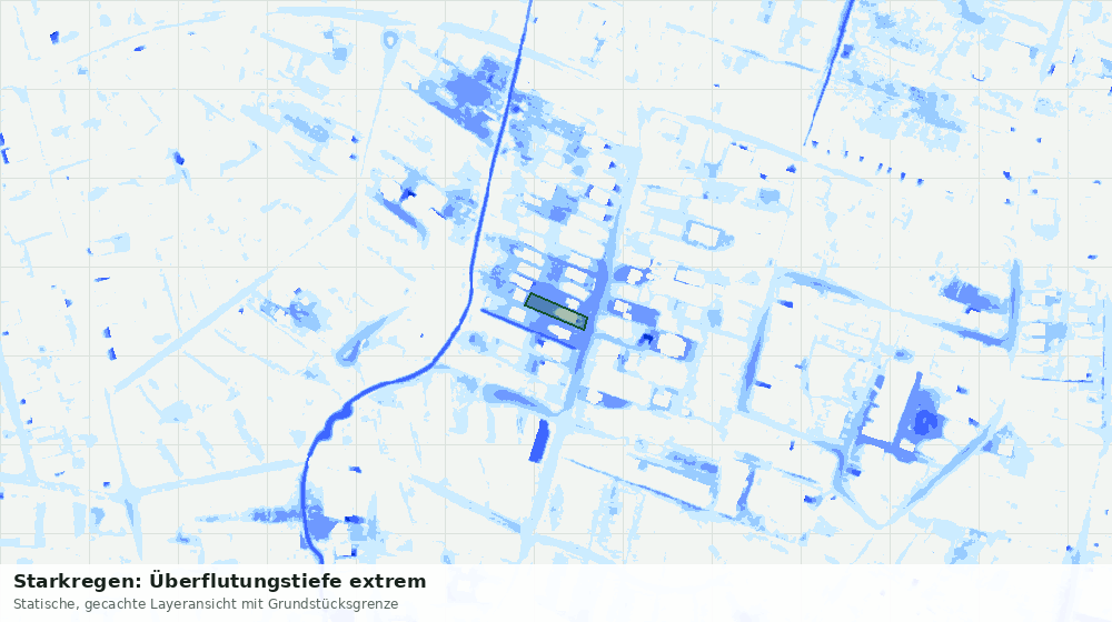 Statische Kartenansicht: Starkregen: Überflutungstiefe extrem