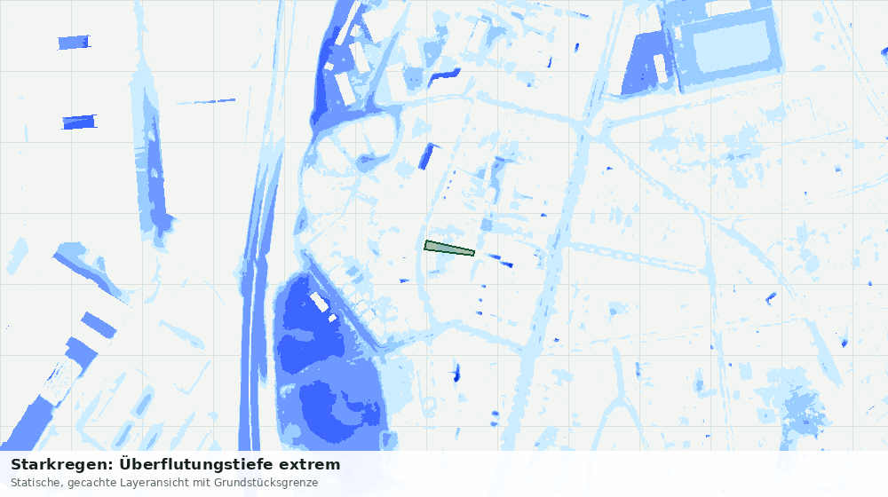 Statische Kartenansicht: Starkregen: Überflutungstiefe extrem