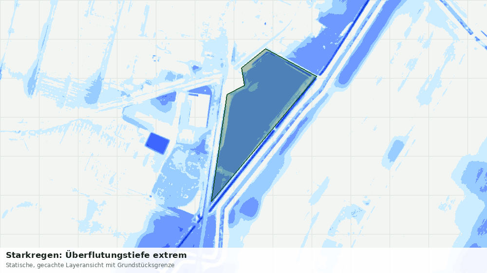 Statische Kartenansicht: Starkregen: Überflutungstiefe extrem