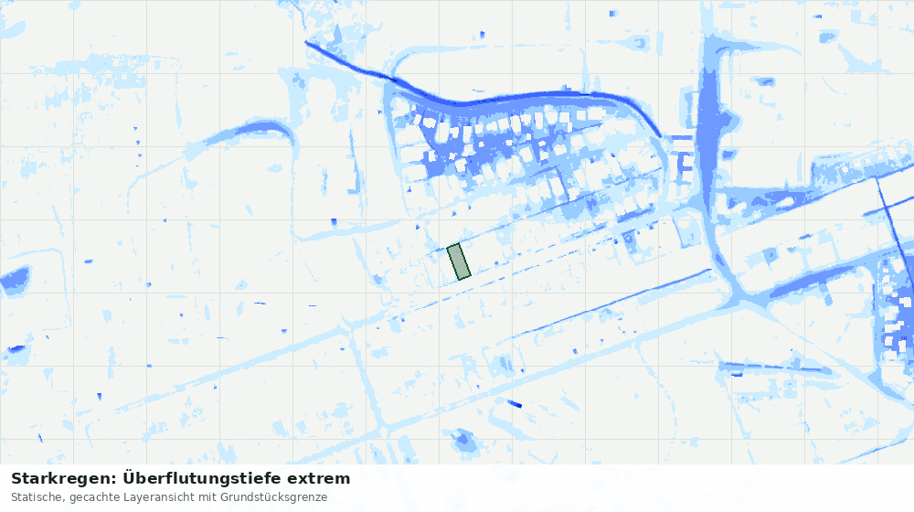 Statische Kartenansicht: Starkregen: Überflutungstiefe extrem