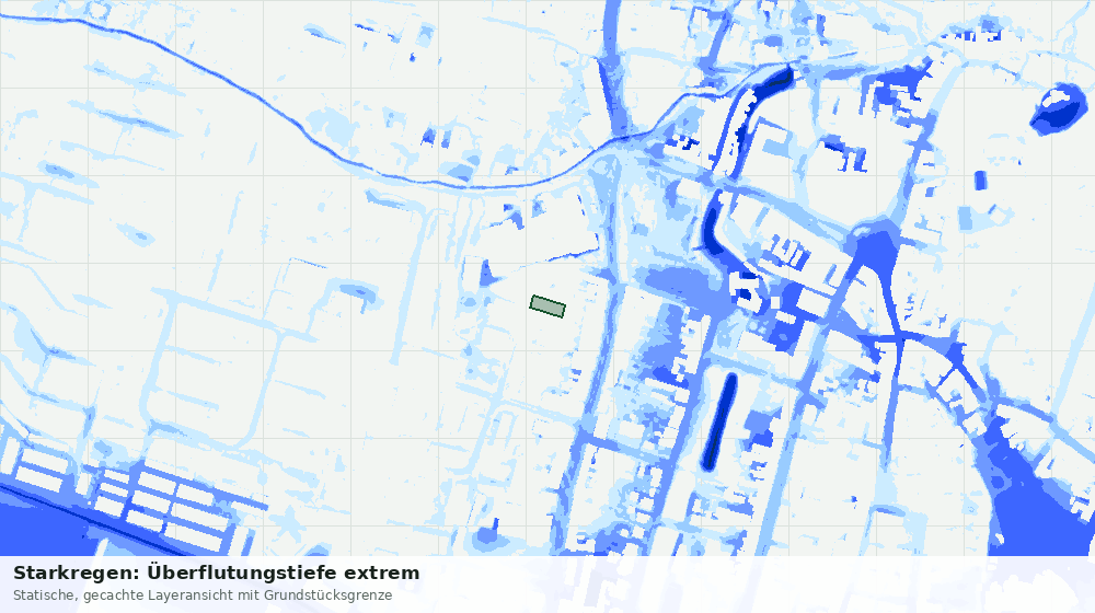 Statische Kartenansicht: Starkregen: Überflutungstiefe extrem