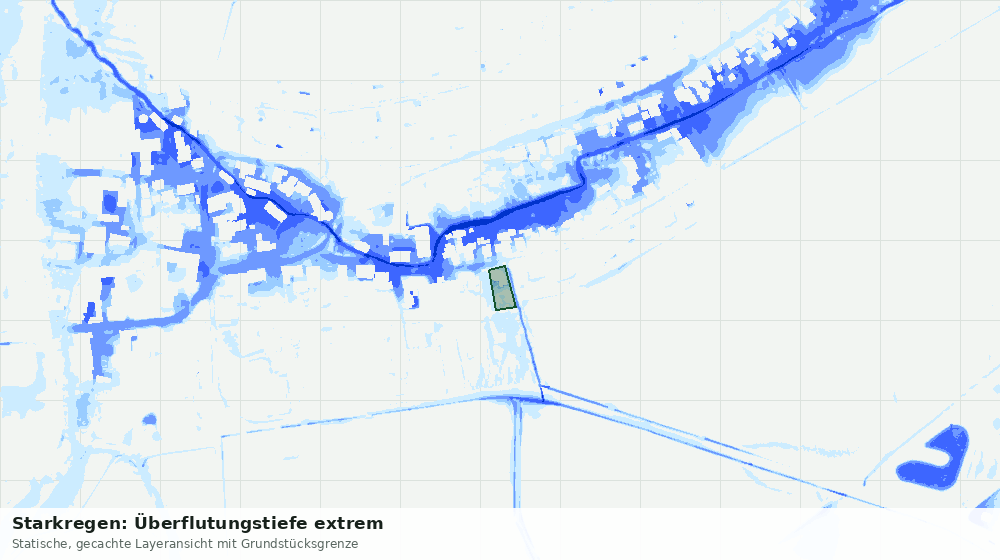 Statische Kartenansicht: Starkregen: Überflutungstiefe extrem