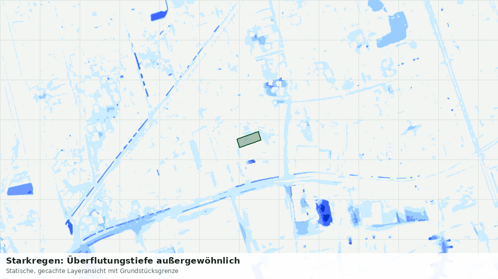 Statische Kartenansicht: Starkregen: Überflutungstiefe außergewöhnlich